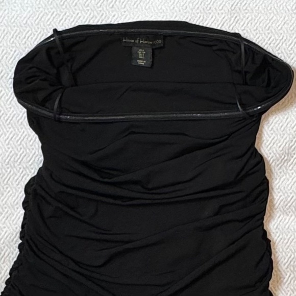 NWOT House of Harlow Strapless Black Mini Dress Ruching A-line Skirt Size S - Picture 13 of 15